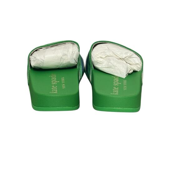 NIB! Kate Spade Buttercup Canvas Green Tropical Pool Slide Sandals - Size 7 - Picture 8 of 10